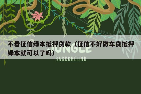 不看征信车抵贷(抵贷征信车看不看征信)? (http://www.qacrysj.cn/) 知识问答 第2张
